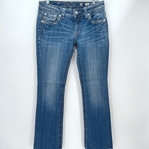 Miss Me Signature Boot Jeans Embellished Fleur De Lis Denim Size‎ 30